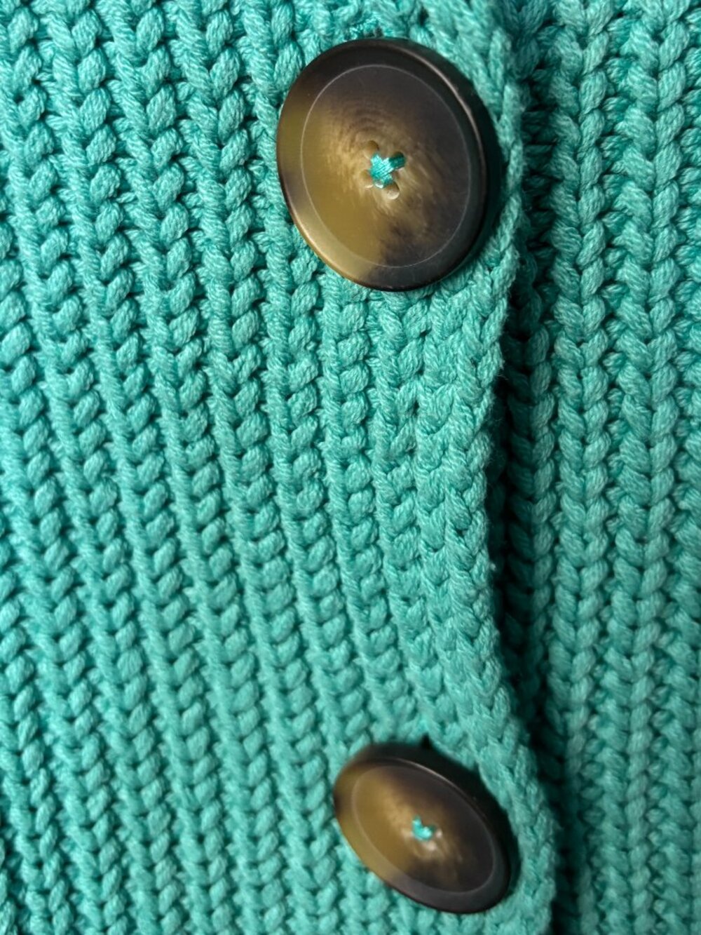 ☀️ Free People Swim Too Deep Chunky Knit Cardigan Turquoise S NWOT - Picture 5 of 9